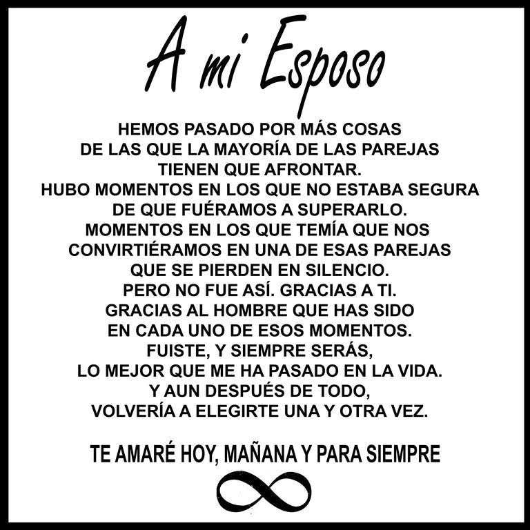 Infinito Para Él — Pulsera de Cuero con Tarjeta «A mi Esposo»