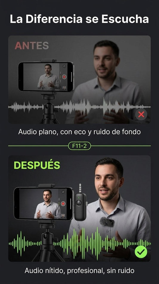 Micrófono Inalámbrico F11-2 — 2 Transmisores + Receptor 🎙️ — 1