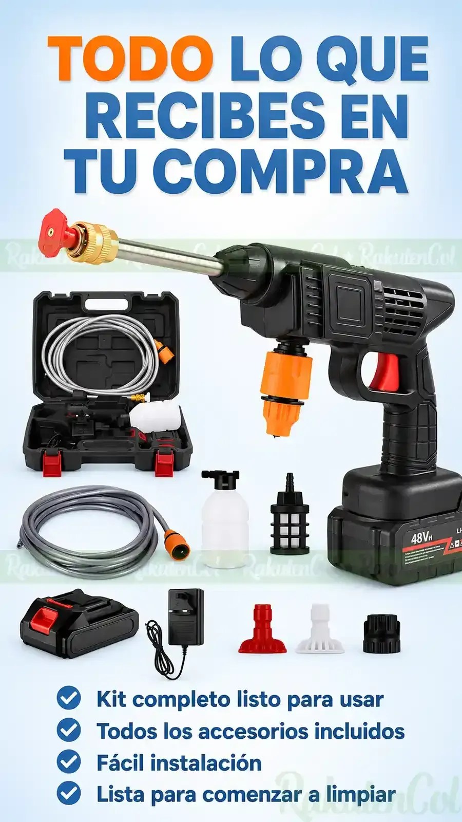 Hidrolavadora Inalámbrica Portátil 48VF — Kit Completo con 2 Baterías 💦