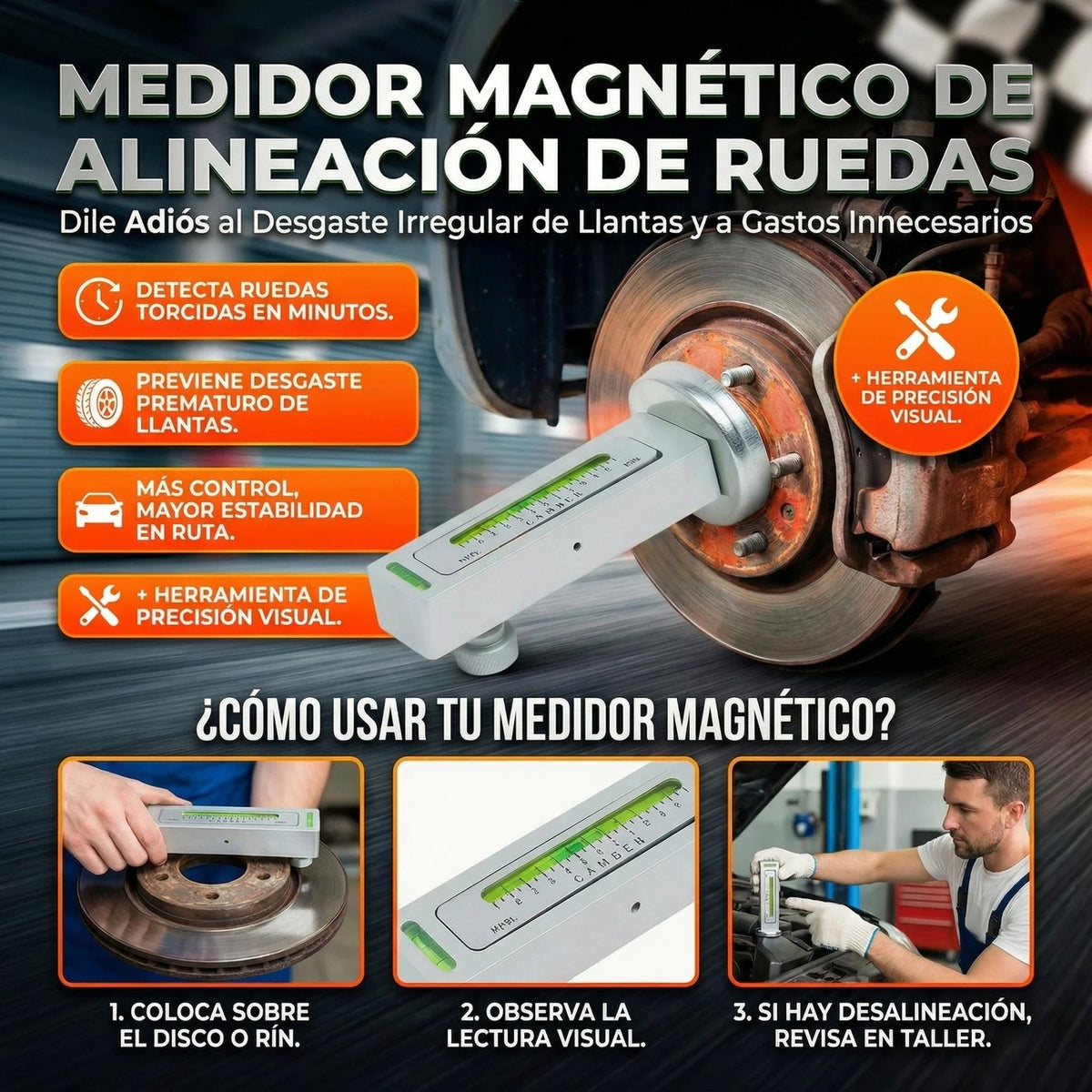 Medidor Magnético de Alineación de Ruedas — Camber en Minutos 🔧 — 2