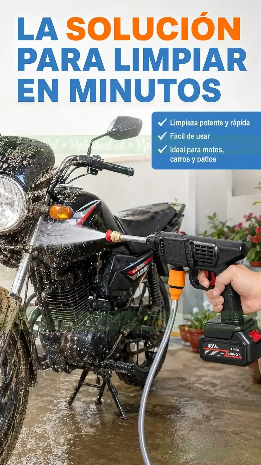 Hidrolavadora Inalámbrica Portátil 48VF — Kit Completo con 2 Baterías 💦