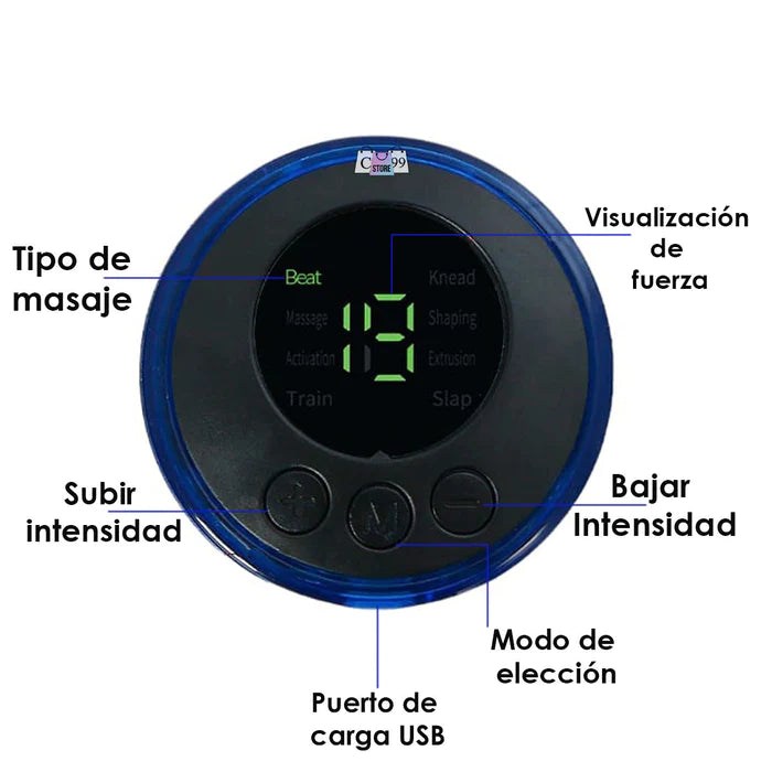 Mini Masajeador Muscular Eléctrico — 8 Modos y 19 Niveles de Intensidad 💪