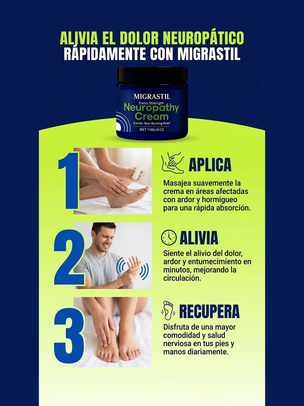 Migrastil — Crema para Ardor, Hormigueo y Entumecimiento en Pies y Manos · 114 g
