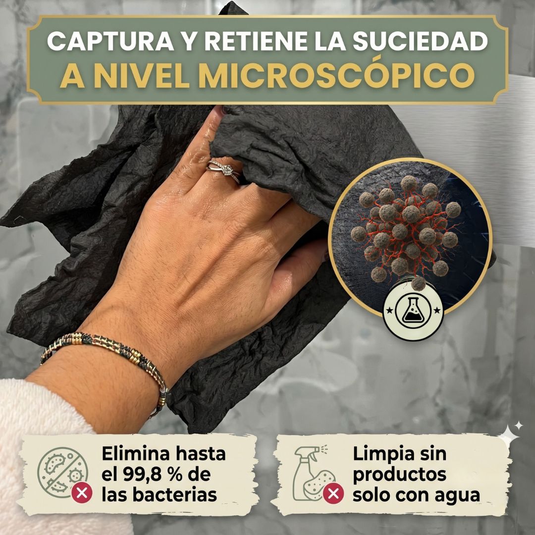 Paños Mágicos de Microfibra — Limpian Solo con Agua, Sin Marcas