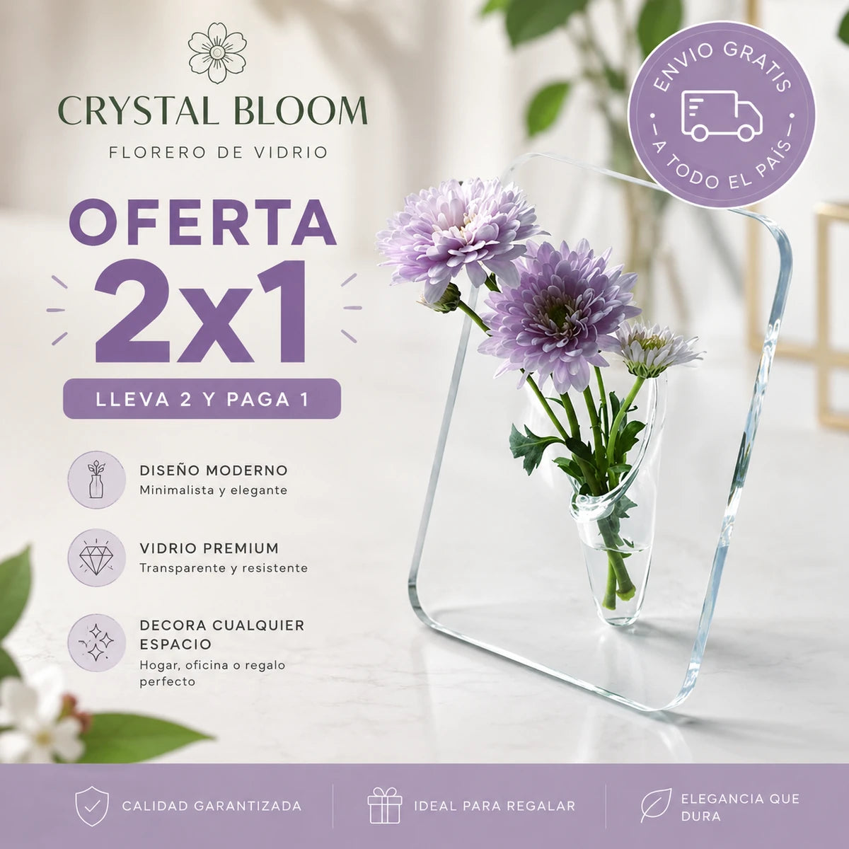 Florero de Marco — Elegante Jarron de Acrilico Transparente para tus Flores 🌸