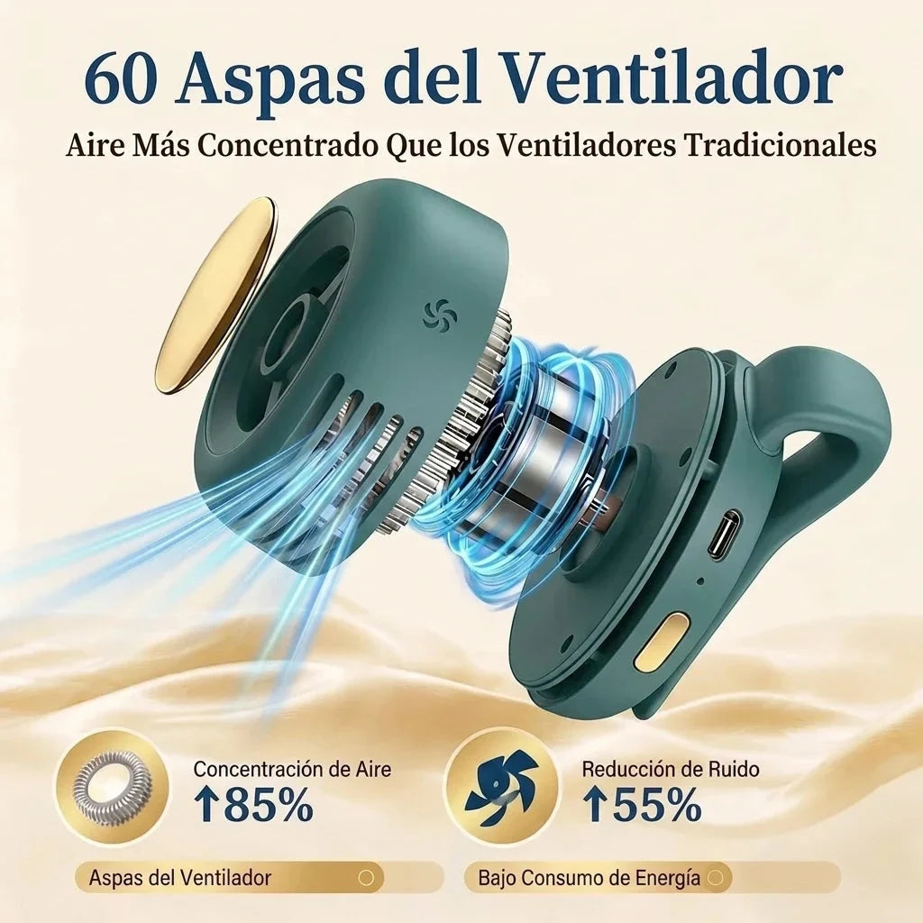 Mini Ventilador Portátil sin Aspas 360° — Manos Libres