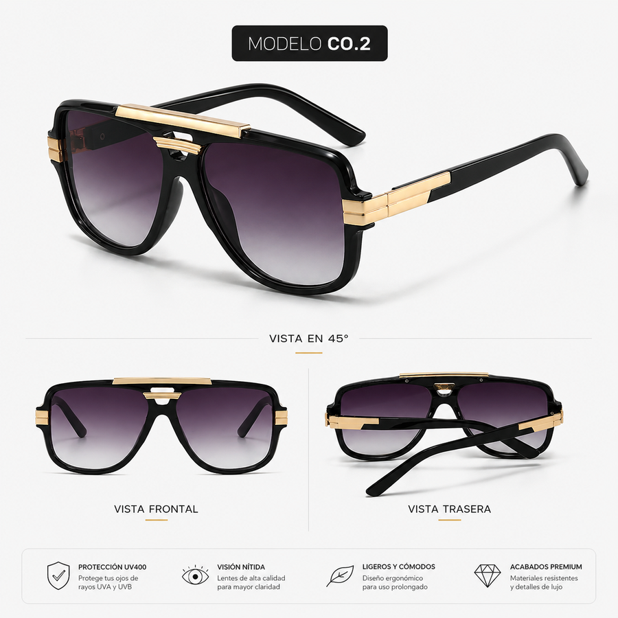 Gafas de Sol Elegant 2x1 — Diseño Piloto Retro UV400 😎