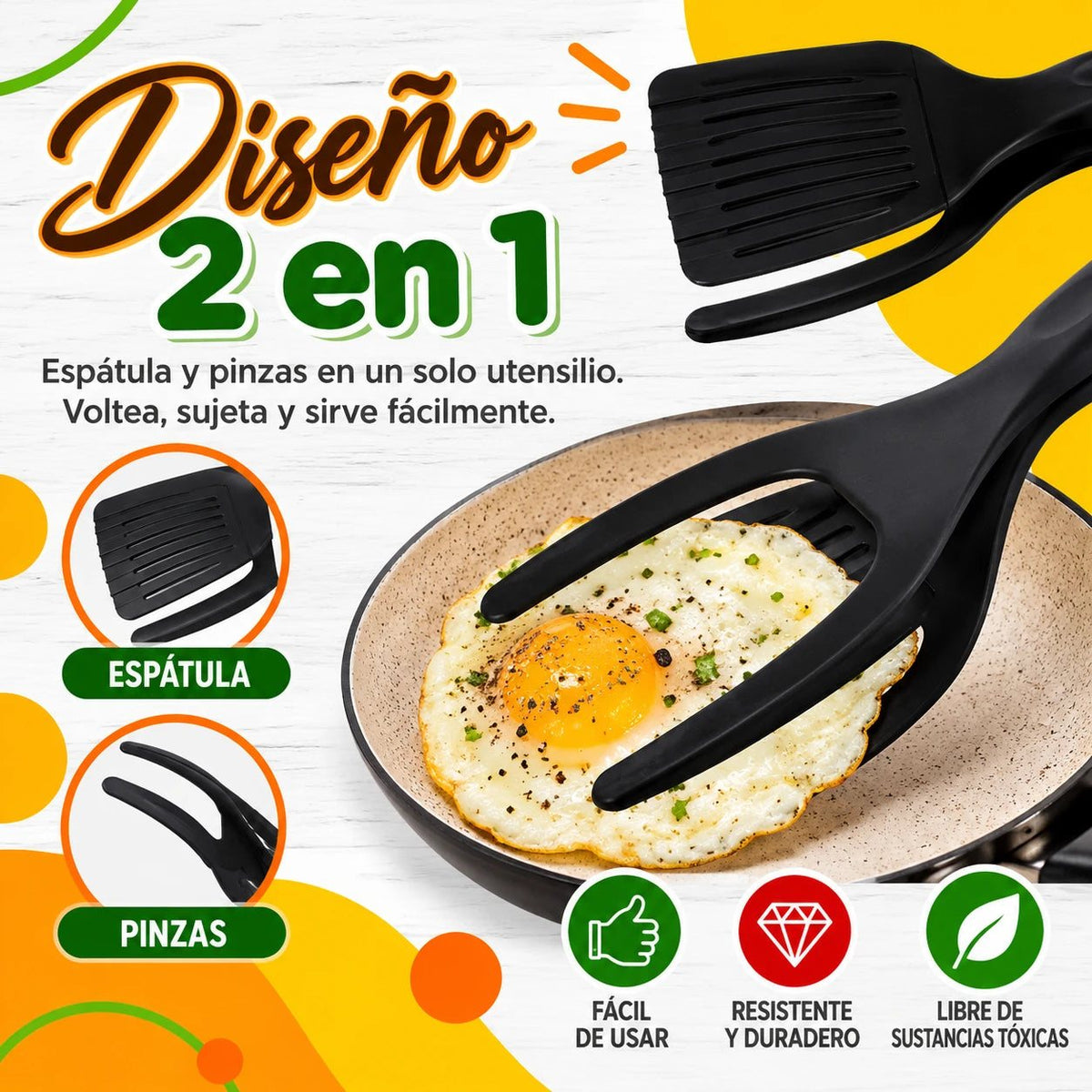 FlipGrip 2 en 1 🍳 Espátula y Pinza en un Solo Utensilio — 1