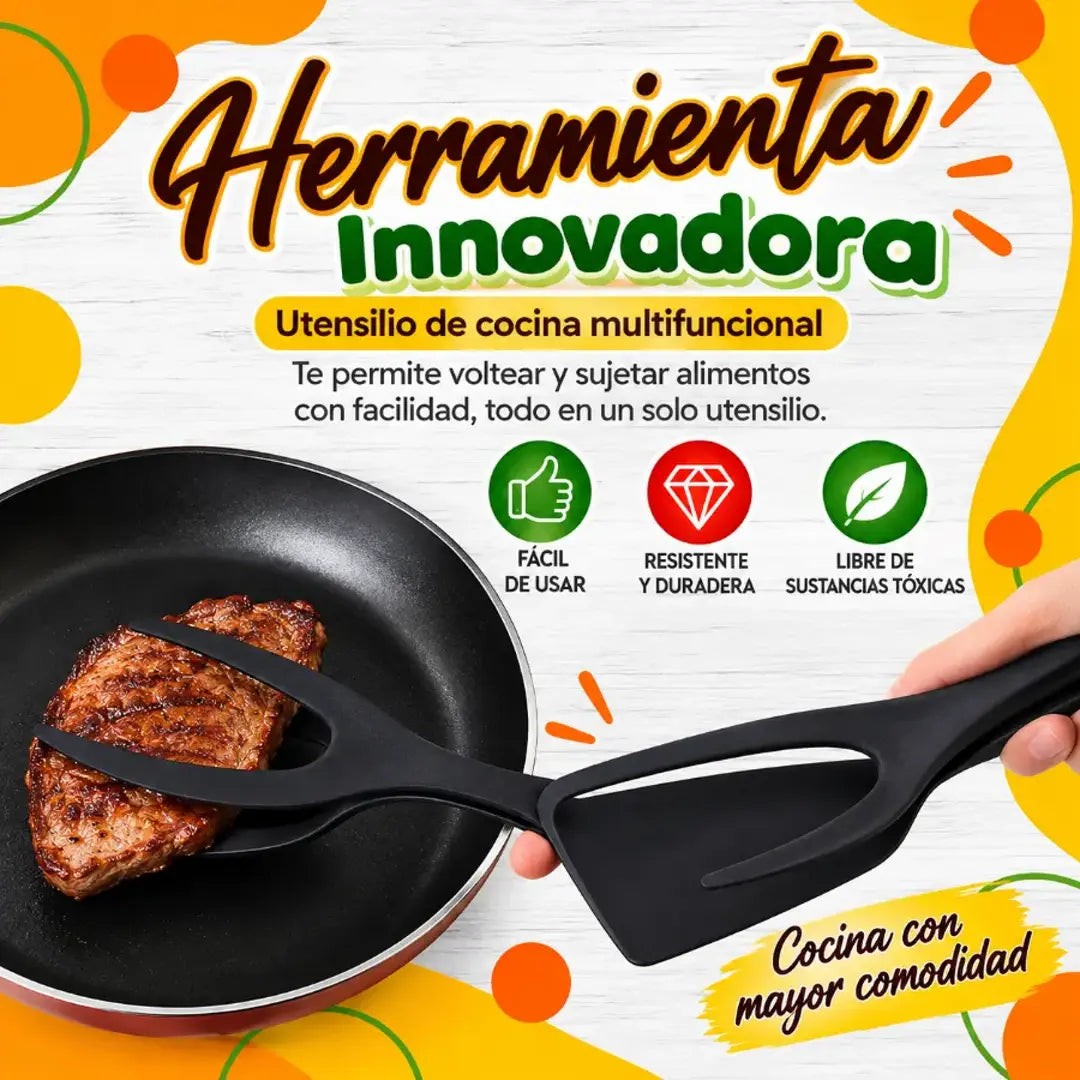 FlipGrip 2 en 1 🍳 Espátula y Pinza en un Solo Utensilio — 2