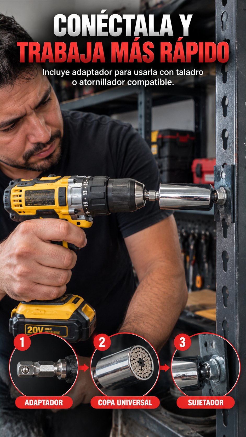 Copa Universal Autoajustable 🔧 7 a 19 mm · Una Sola Copa para Todo — 3