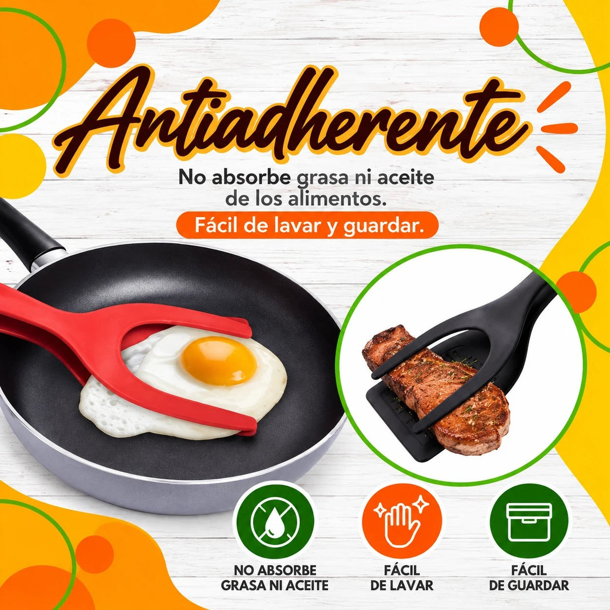 FlipGrip 2 en 1 🍳 Espátula y Pinza en un Solo Utensilio — 4