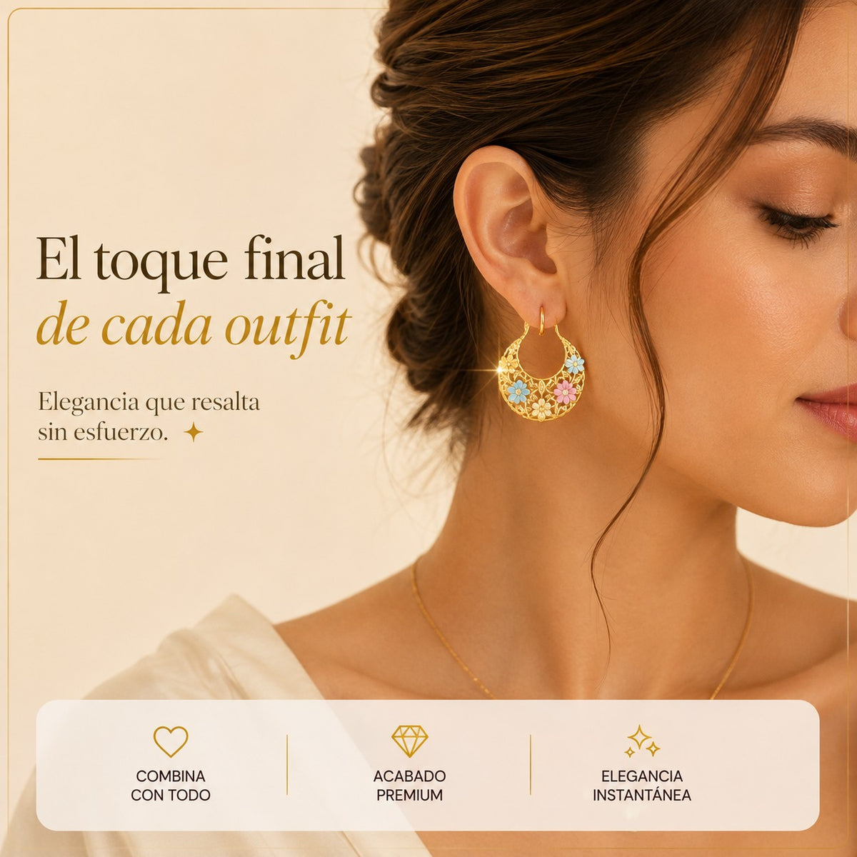 Aretes Media Luna de Filigrana 💛 Baño de Oro 18k · Incluye Caja de Regalo — 4