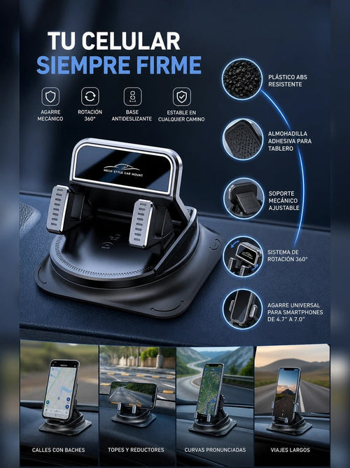 AutoGrip 📱 Soporte 360° para Celular con Agarre Mecánico y Base Antideslizante — 6