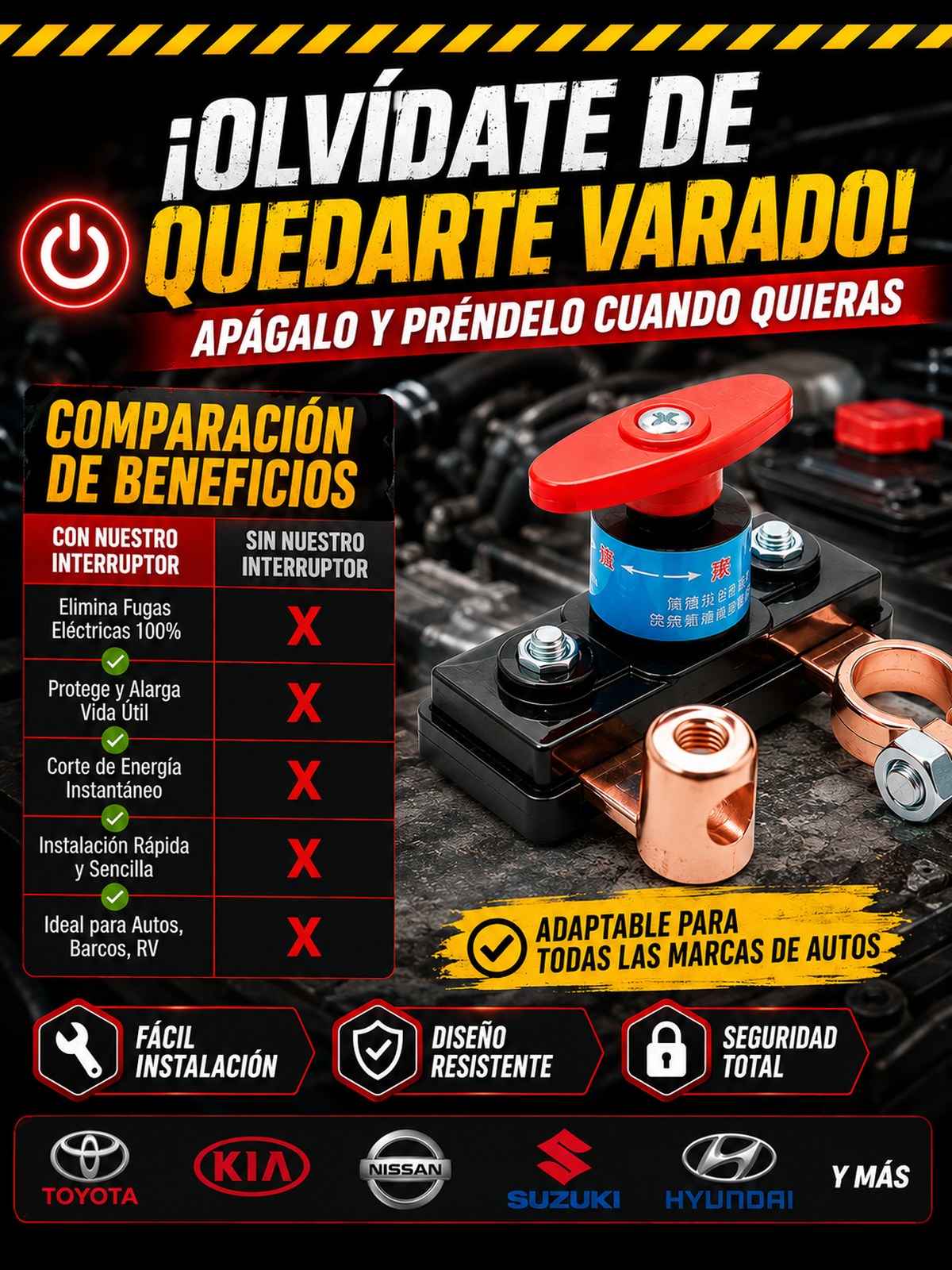 Corta Corriente Antirrobo para Batería 12V / 24V