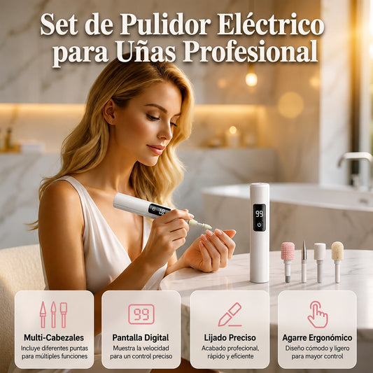 Pulidora de Uñas Eléctrica 💅 4 Cabezales y Pantalla de Velocidad — 1