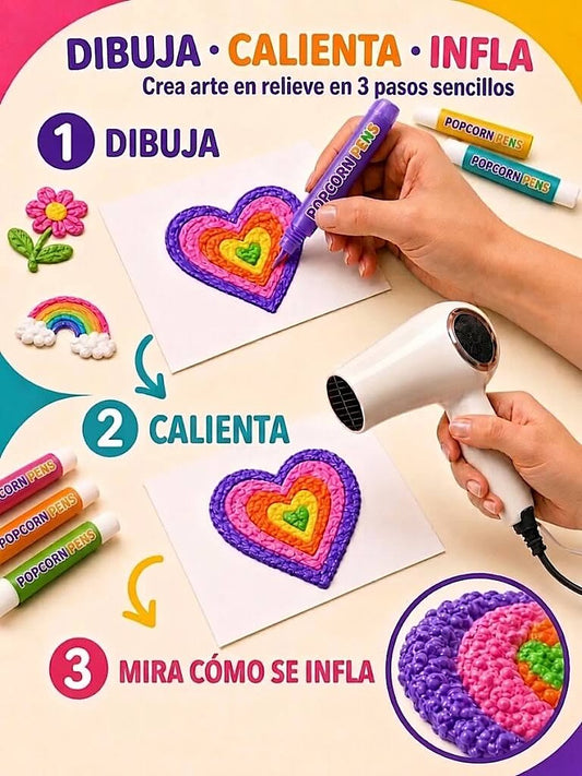 Marcadores 3D que se Inflan 🎨 6 Colores, Dibujo en Relieve con Calor — 1