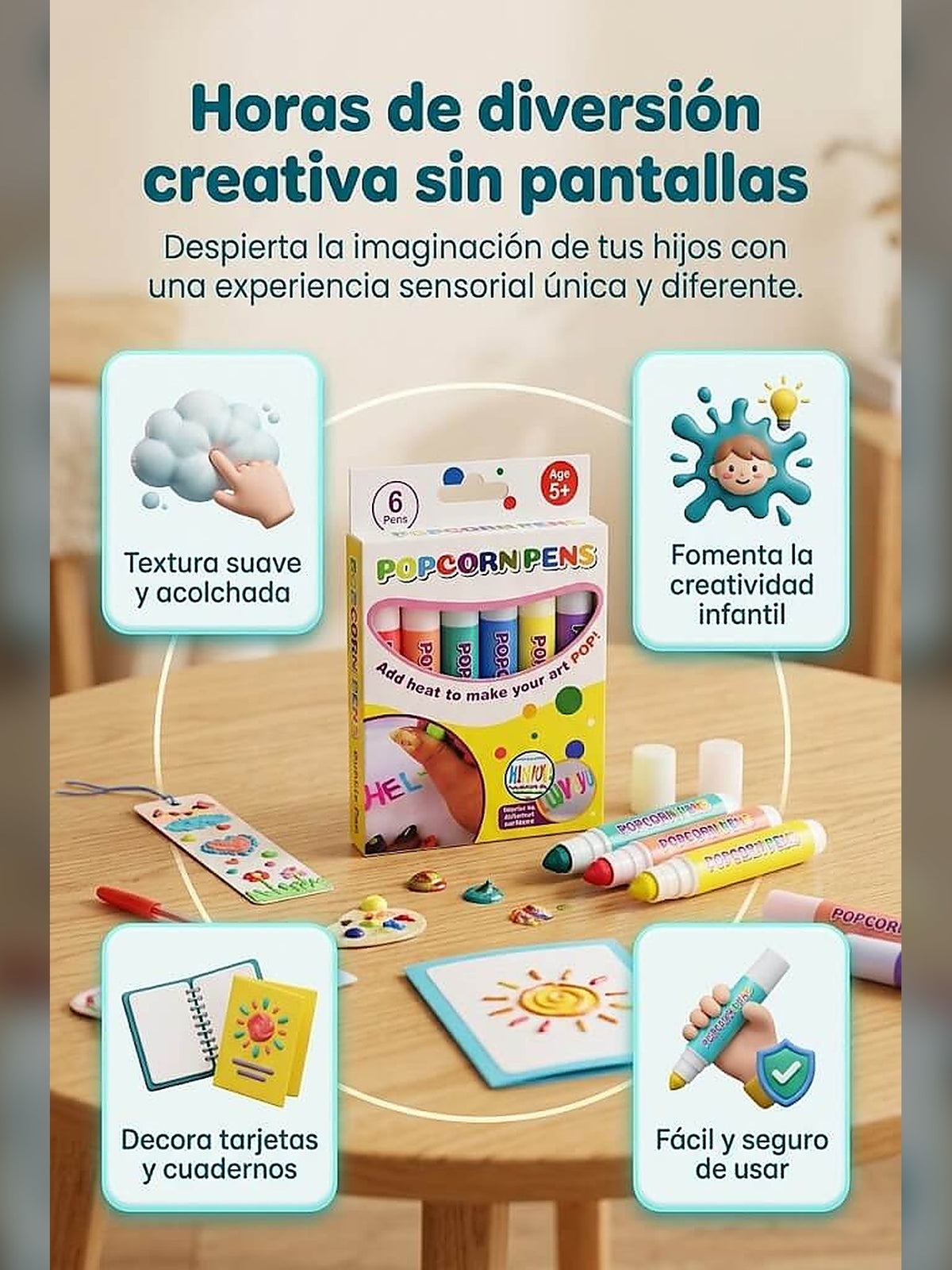 Marcadores 3D que se Inflan 🎨 6 Colores, Dibujo en Relieve con Calor — 2