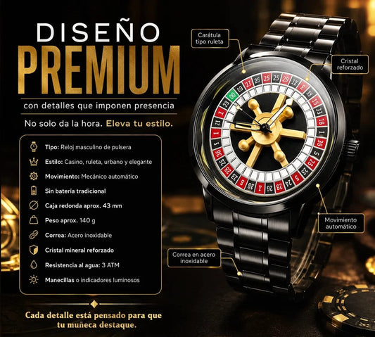 Reloj Casino Ruleta — Automático, Acero Inoxidable