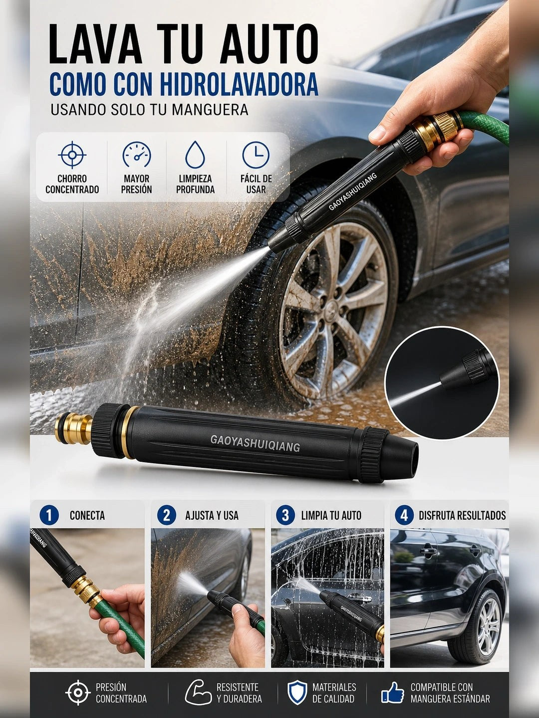 Pistola de Alta Presión para Lavar el Carro 🚗 — Convertí tu Manguera en Hidrolavadora