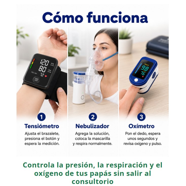 Kit de Salud 3 en 1 — Tensiómetro + Nebulizador + Oxímetro 🩺