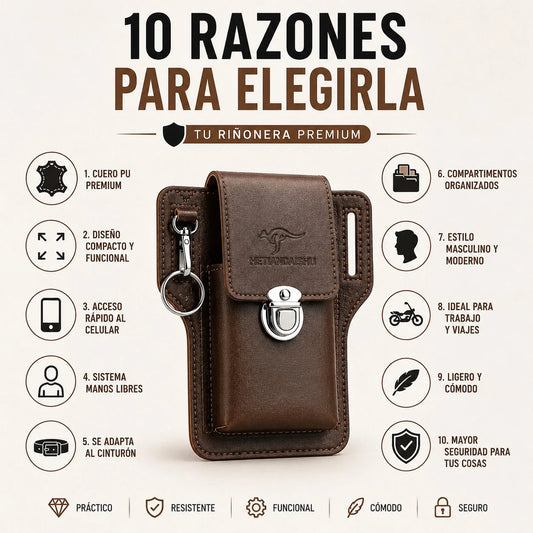 Bolsa de Cinturón de Cuero — Cangurera para Celular y Llaves