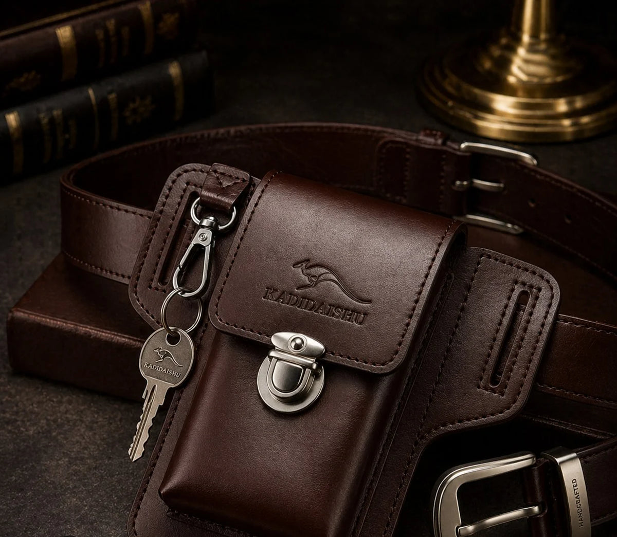 Bolsa de Cinturón de Cuero — Cangurera para Celular y Llaves