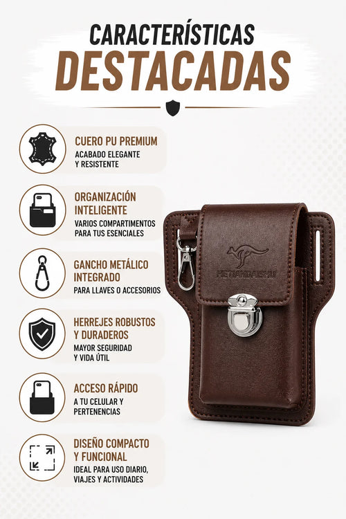 Bolsa de Cinturón de Cuero — Cangurera para Celular y Llaves