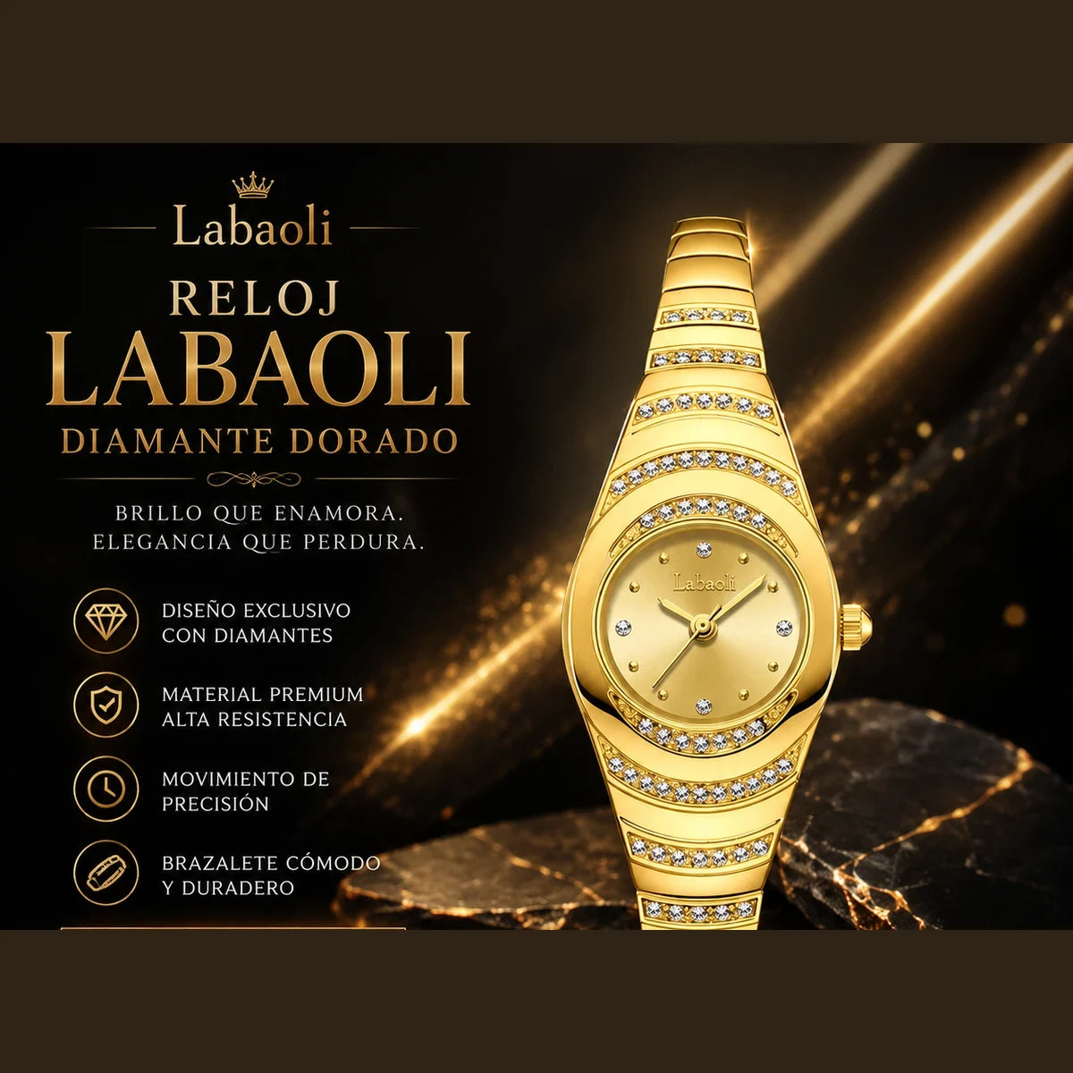 Reloj Labaoli Diamante Dorado — Elegancia que Perdura