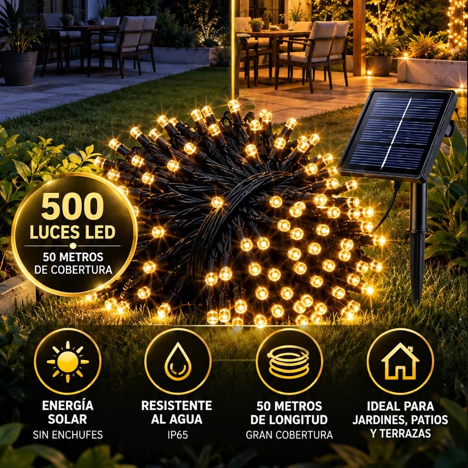 SolarLux 500 — Cadena de Luces Solares de 50 m con 500 LED